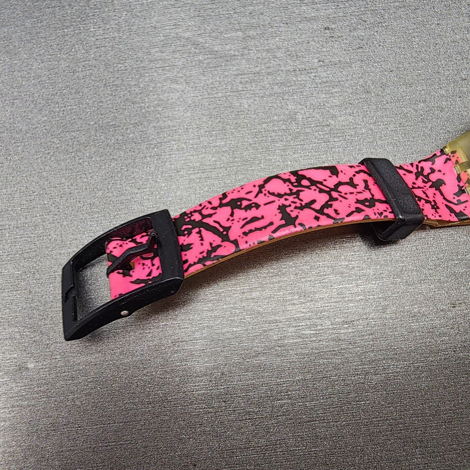 Swatch lady Pink Betty Watch Women 25mm Pink Dial Clear Case Round BROKEN BAND6