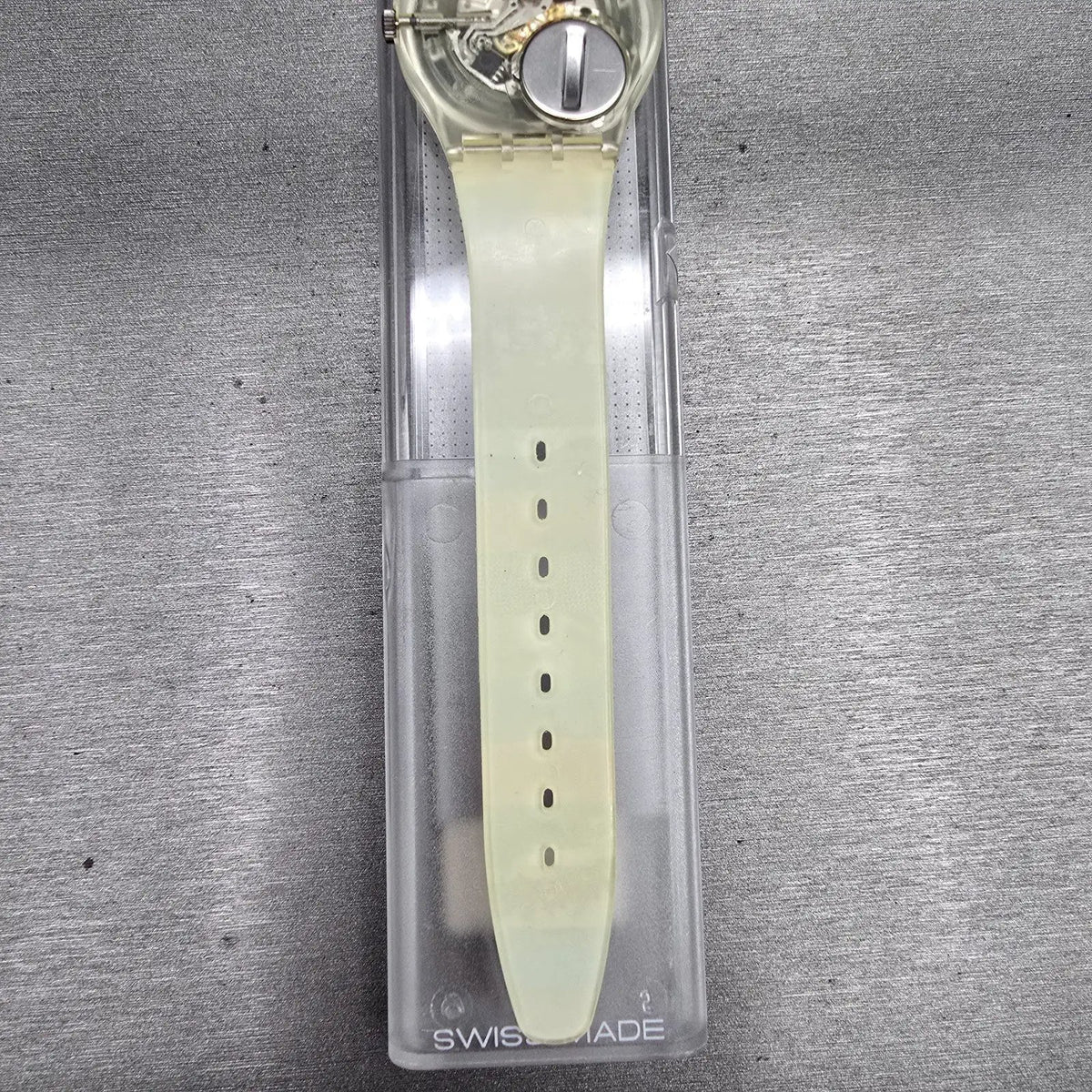 Swatch The People Watch Men 34mm Blue Dial Clear Case GZ126 New Battery NOS10