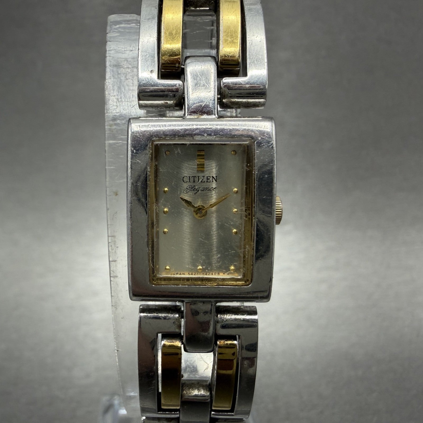 Citizen Elegance Tank Watch Women 14mm Champagne Dial TwoTone 5421H24156 NewBat0