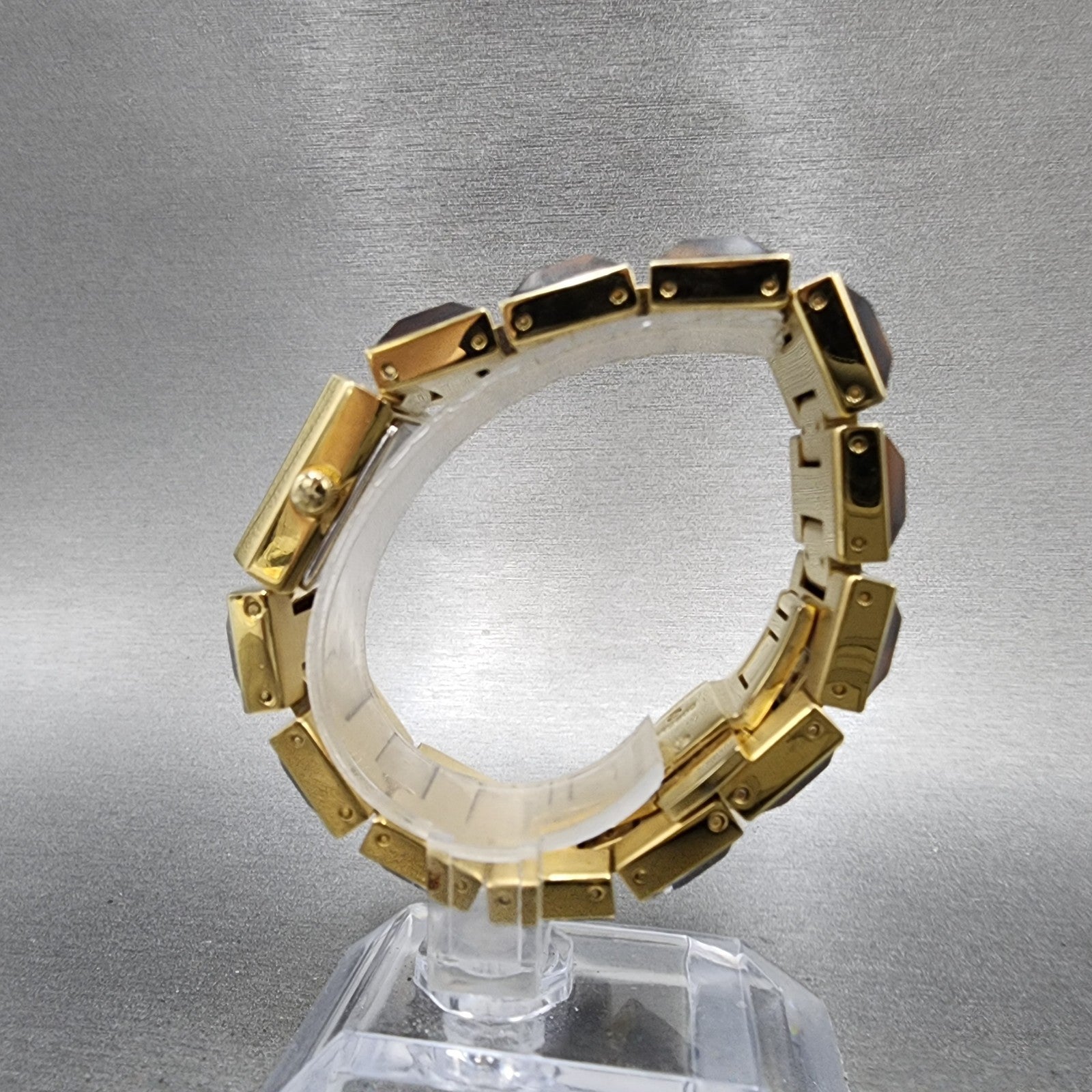 Michael kors Watch Women 25mm Brown Dial Gold Tone Rectangle MK4250 New Batt5