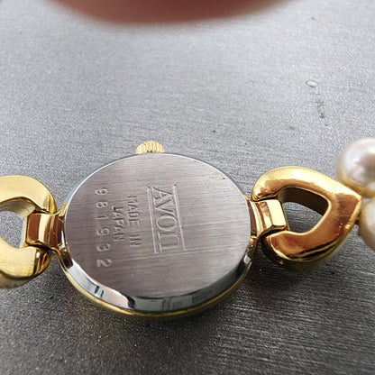 Avon Watch Women 18mm Silver Dial Gold Tone Oval Crystal Accents New Battery9