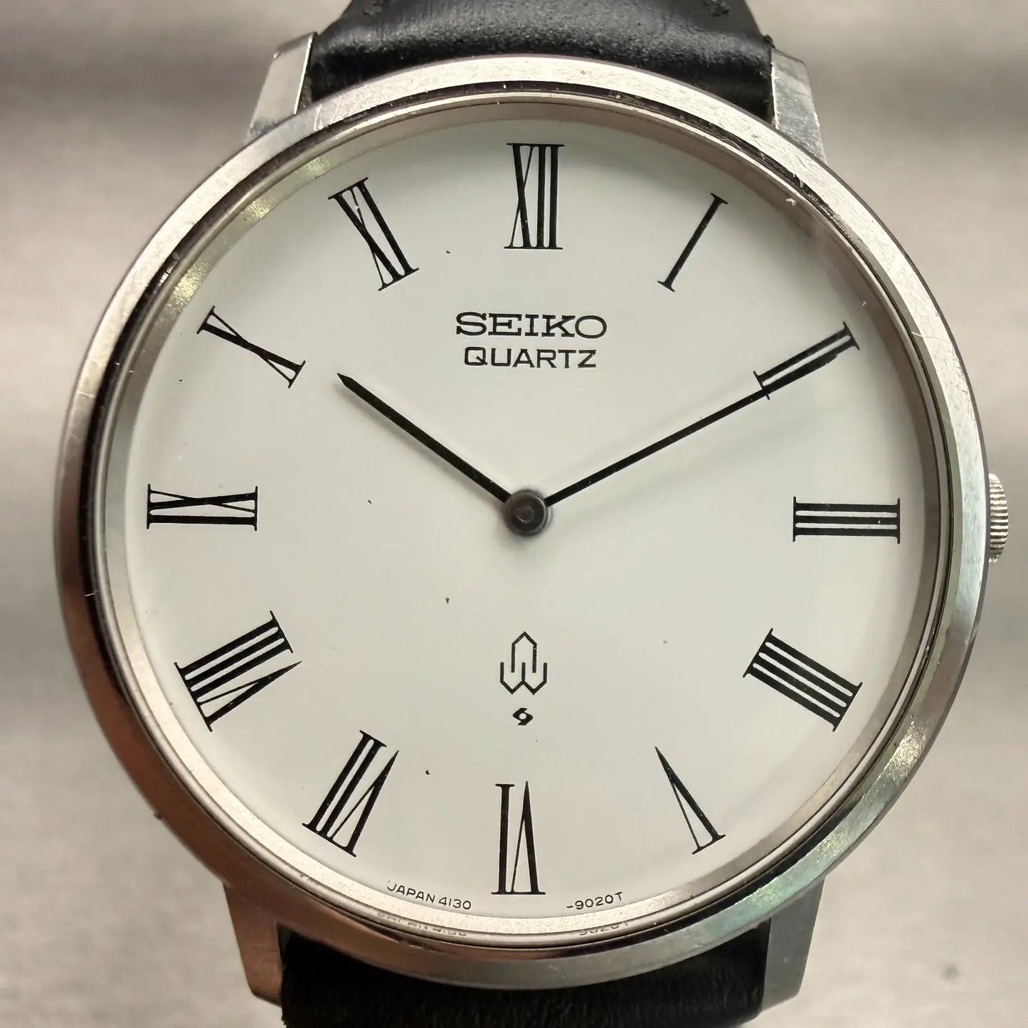 Seiko Chariot Watch Men 34mm White Dial Silver Tone Round 4130-9001 New Battery1