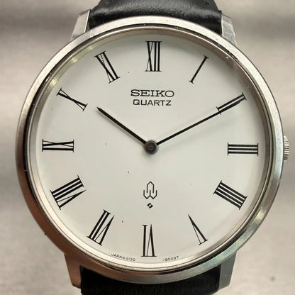 Seiko Chariot Watch Men 34mm White Dial Silver Tone Round 4130-9001 New Battery1