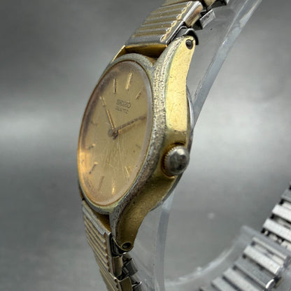 Seiko Watch Women 20mm Champagne Dial Gold Tone Round 2320-0179 New Battery VTG2