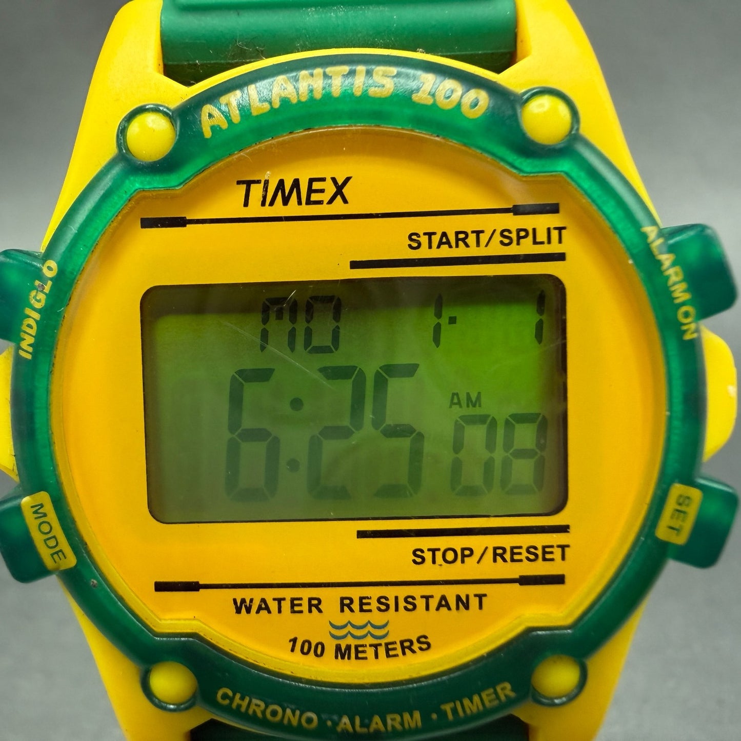 Timex Atlantis 100 Forest Service Watch Men 40mm Digital Green Yellow New Batt1
