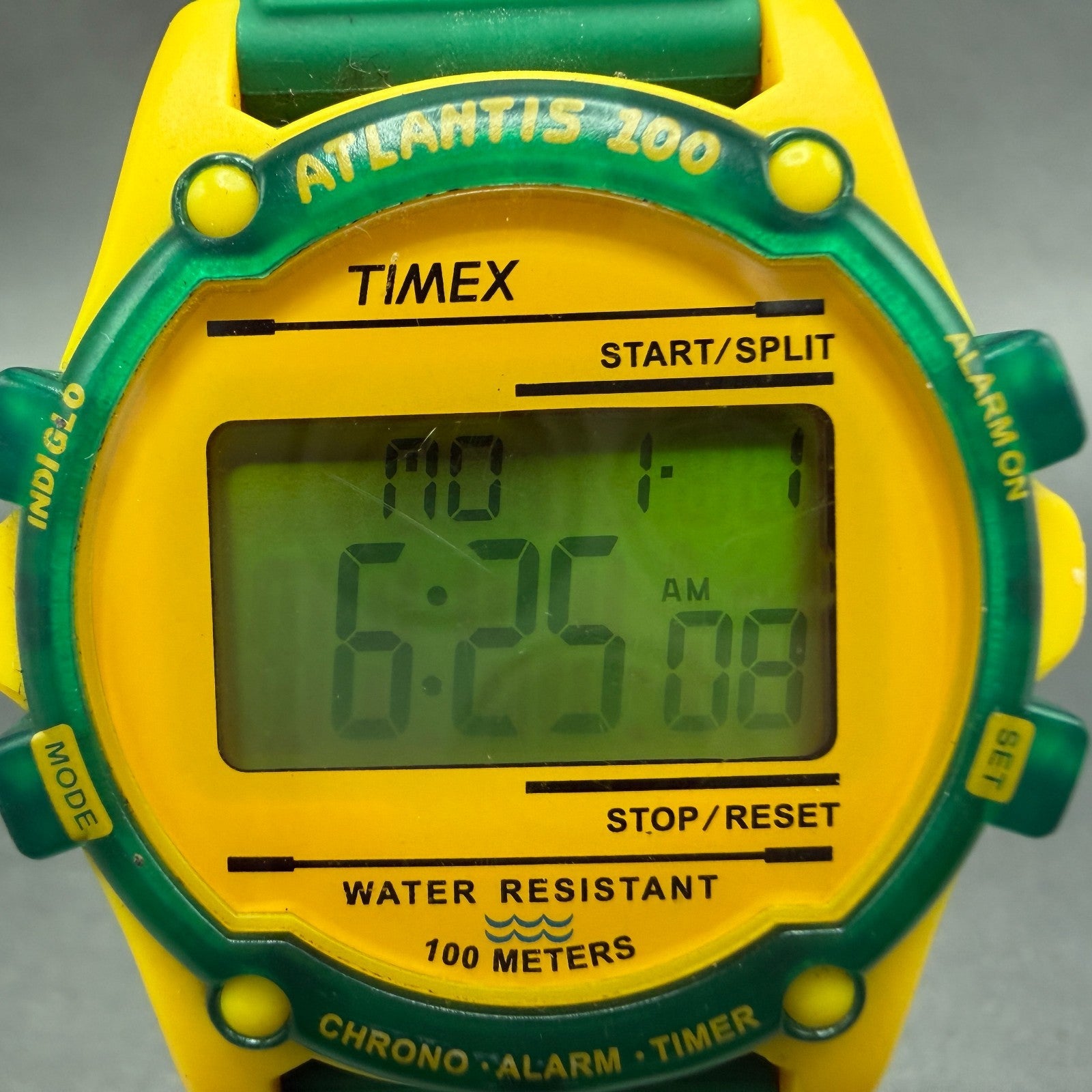 Timex Atlantis 100 Forest Service Watch Men 40mm Digital Green Yellow New Batt1