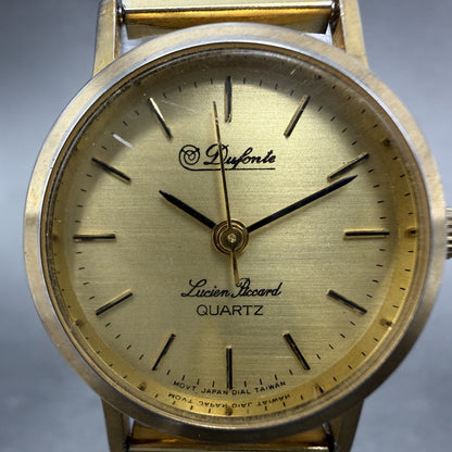 Lucien Piccard Dufonte Watch Women 24mm Gold Dial Gold Tone Round New Battery1