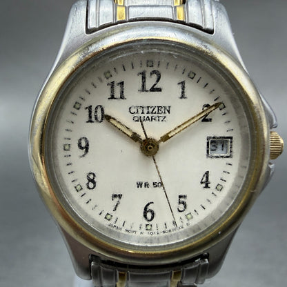 Citizen Watch Women 24mm Cream Dial Two Tone Date Round 1012-S038375 New Batt OP1