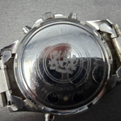 Elgin Dive Watch Men 42mm Black Dial Steel Atomic Solar Analog Digital Runs READ13