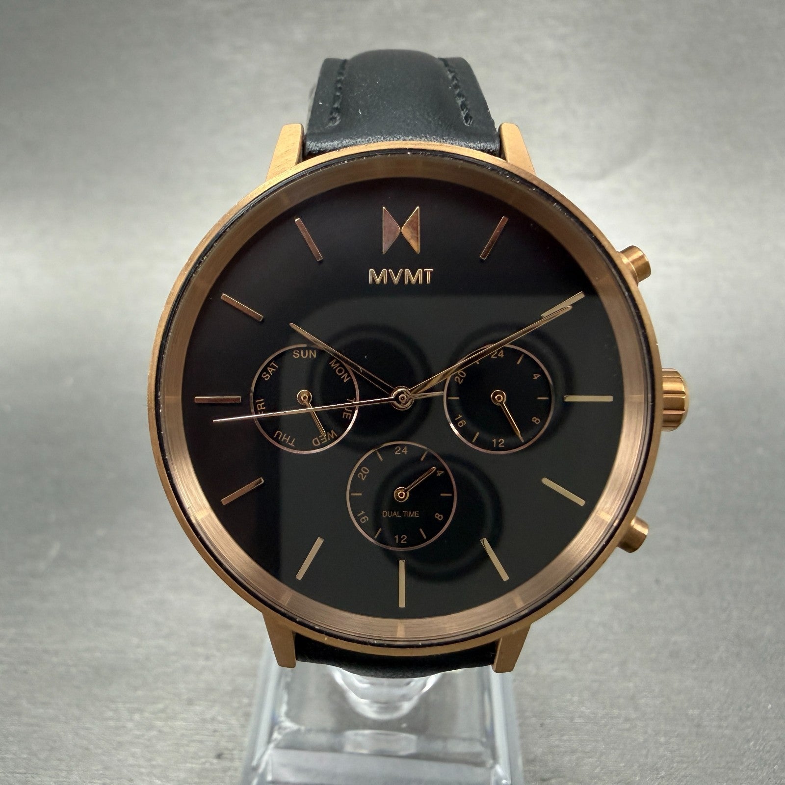 MVMT Nova Crux Watch Women 38mm Black Dial Rose Gold Tone Day New Battery0