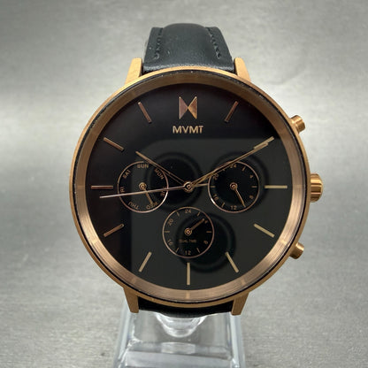 MVMT Nova Crux Watch Women 38mm Black Dial Rose Gold Tone Day New Battery0