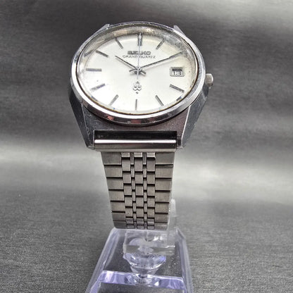 Seiko Grand Quartz Watch Men 36mm Silver Dial Silver Daydate 4842-8041 New Batt5