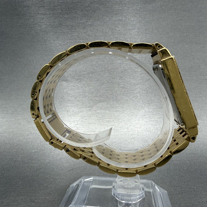 Wittnauer QWR Tank Watch Men 23mm Gold Dial Gold Tone Rectangle New Battery ABC8