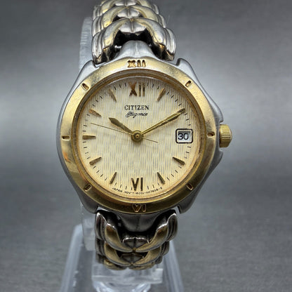Citizen Elegance Watch Women 25mm Champagne Dial Two Tone Round New Battery ABC90