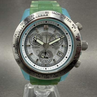 Invicta Anatomic Chronograph Watch Women 37mm Skeleton Dial Blue Green Date Runs0
