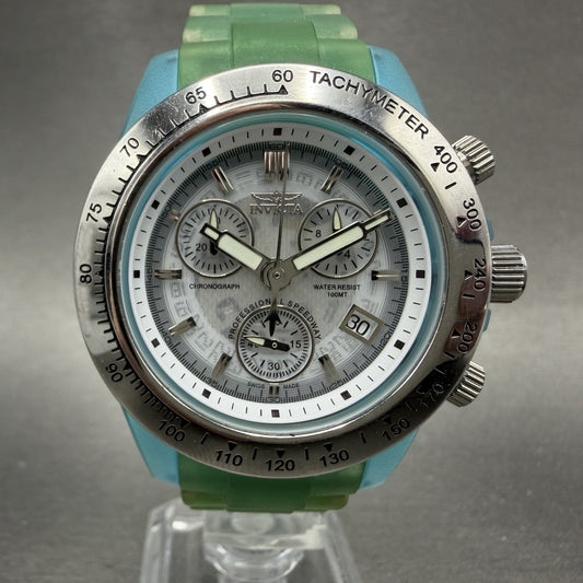 Invicta Anatomic Chronograph Watch Women 37mm Skeleton Dial Blue Green Date Runs0