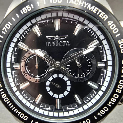 Invicta Speedway Chronograph Watch Men 48mm Black Dial Silver Tone 21796 New Bat1