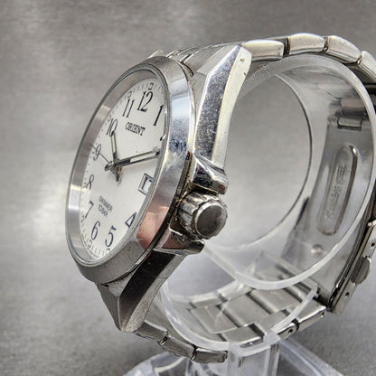 Orient Swimmer Watch Men 36mm White Dial Silver Tone Date Round New Battery2