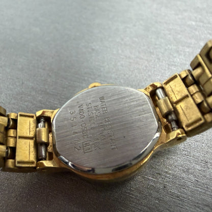 Seiko Watch Women 19mm Black Dial gold Tone Round V400-0538 New Battery Vintage9