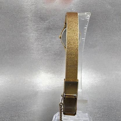 Seiko Watch Women 17mm Gold Dial Gold Tone Octagon 1N005B29 New Battery7