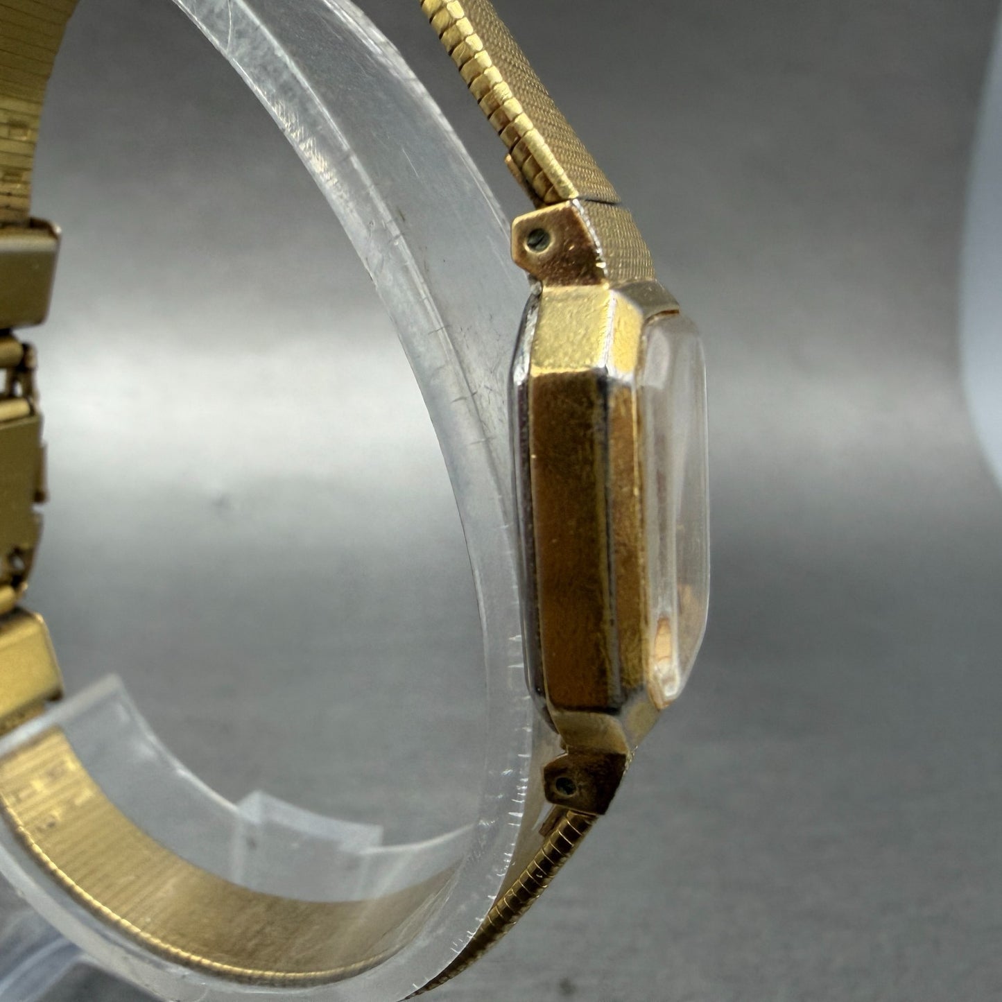 Seiko Watch Women 17mm Champagne Dial Gold Tone Octagon 4N00-5139 New Batt VTG 34