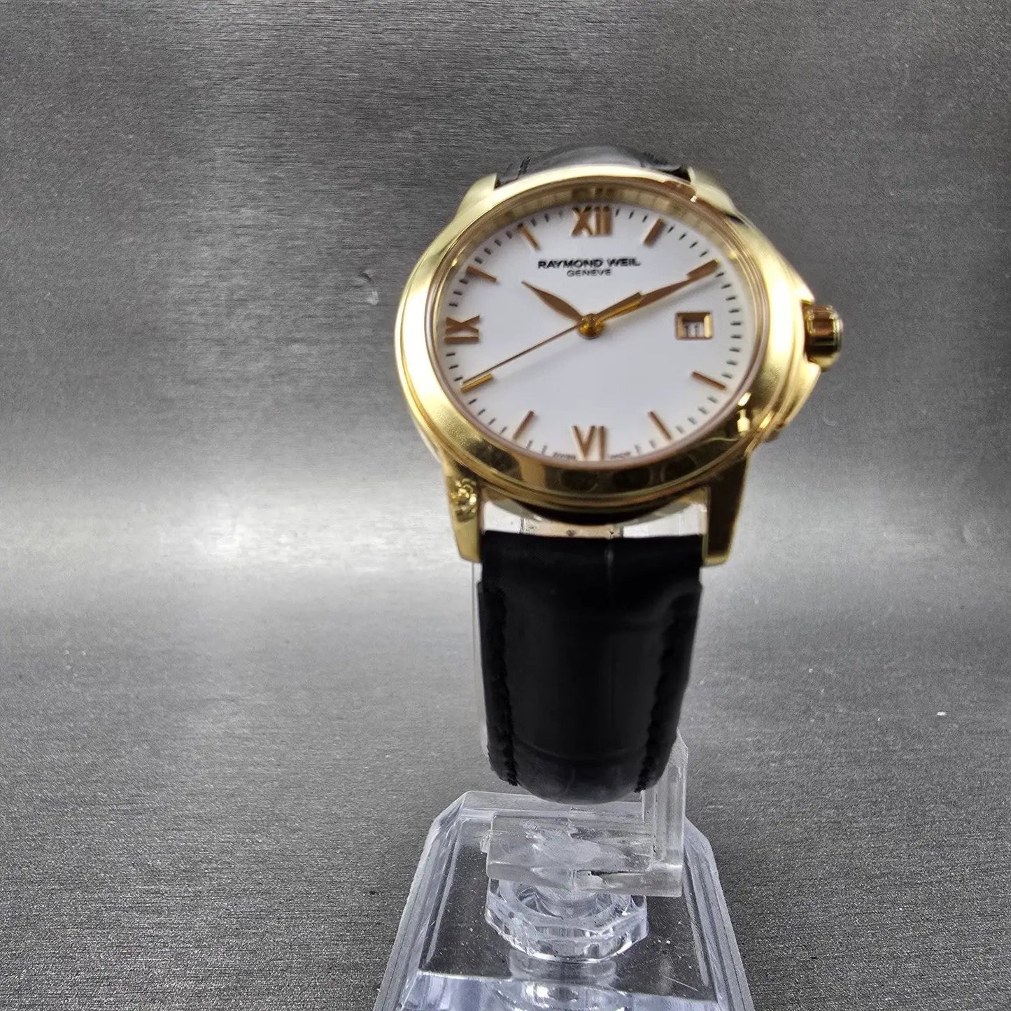 Raymond Weil Watch Women 27mm White Dial Gold Plated Date 5376 New Battery5