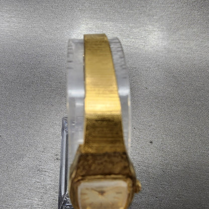 VTG Seiko Watch Women 17mm Champagne Dial Gold Tone Rectangle 54215029 New Batt4