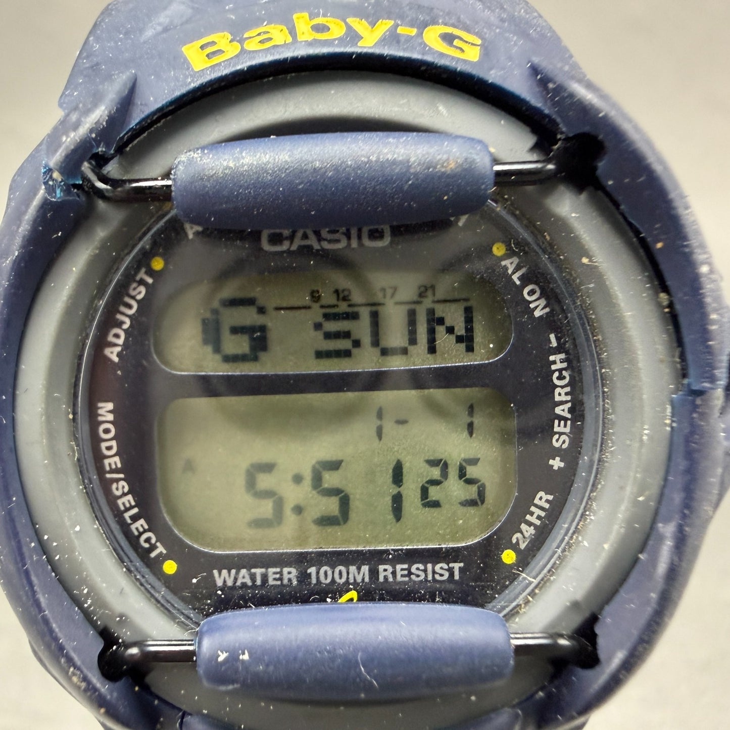 Casio Baby-G Watch 43mm Blue Digital Alarm Chrono Round BG-151 New battery1