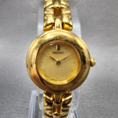 Seiko Watch Women 20mm Champagne Dial Gold Tone Round 1n001c70 New Battery1