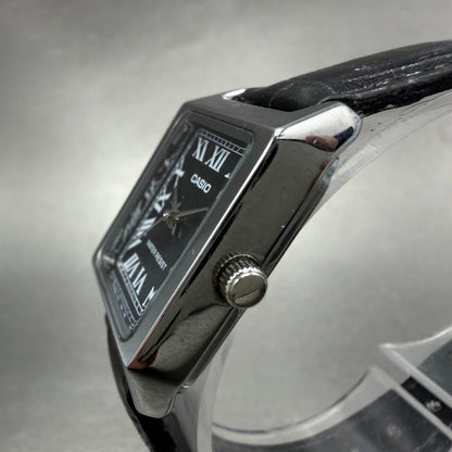 Casio Tank Watch Women 22mm Black Dial Silver Tone Rectangle LTP-V007 NewBatt T32