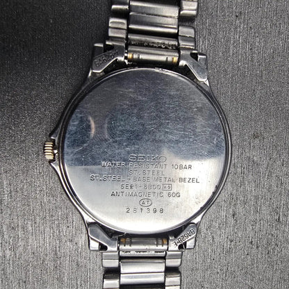 Seiko Lucent Watch Men 32mm Champagne Dial Silver Round 5E21-6B00 New Batt JDM10