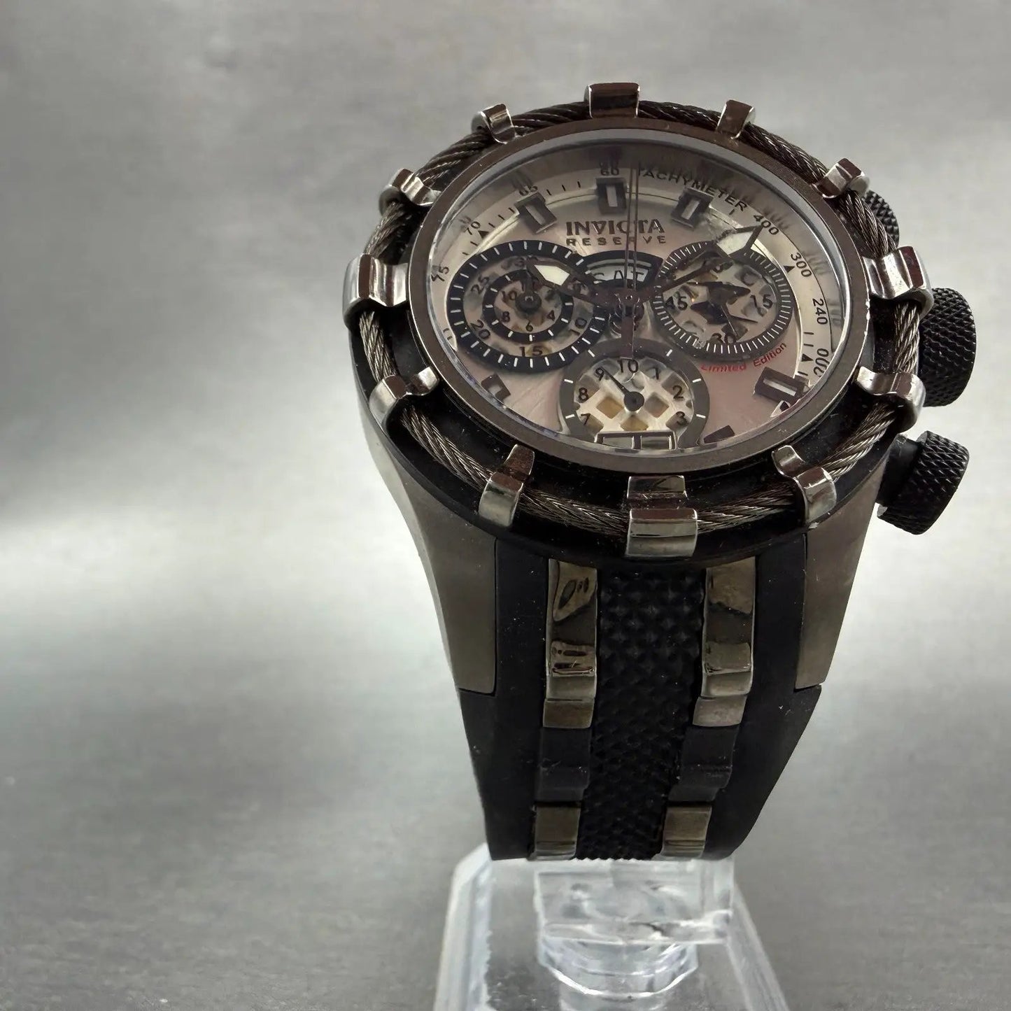 Invicta Reserve Bolt Chrono Watch Women 40mm Silver Dial Black Date 0201 Newbatt5