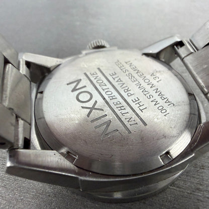 Nixon The Private Watch Men 42mm Black Dial Silver Tone Round Bracelet New Batt9
