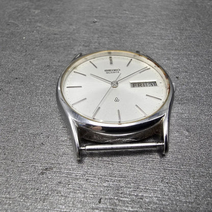 Seiko Watch Men 32mm Silver Dial Silver Tone Daydate Round 7123-7090 PARTS VTG4