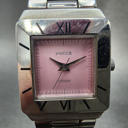 Citizen Wicca Tank Watch Women 21mm Pink Dial Silver Tone 1032L19478 NewBattery1