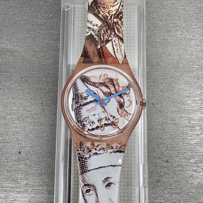 Swatch Masquerade Watch Men 34mm White Dial Pink Case GP105 New Battery NOS READ1