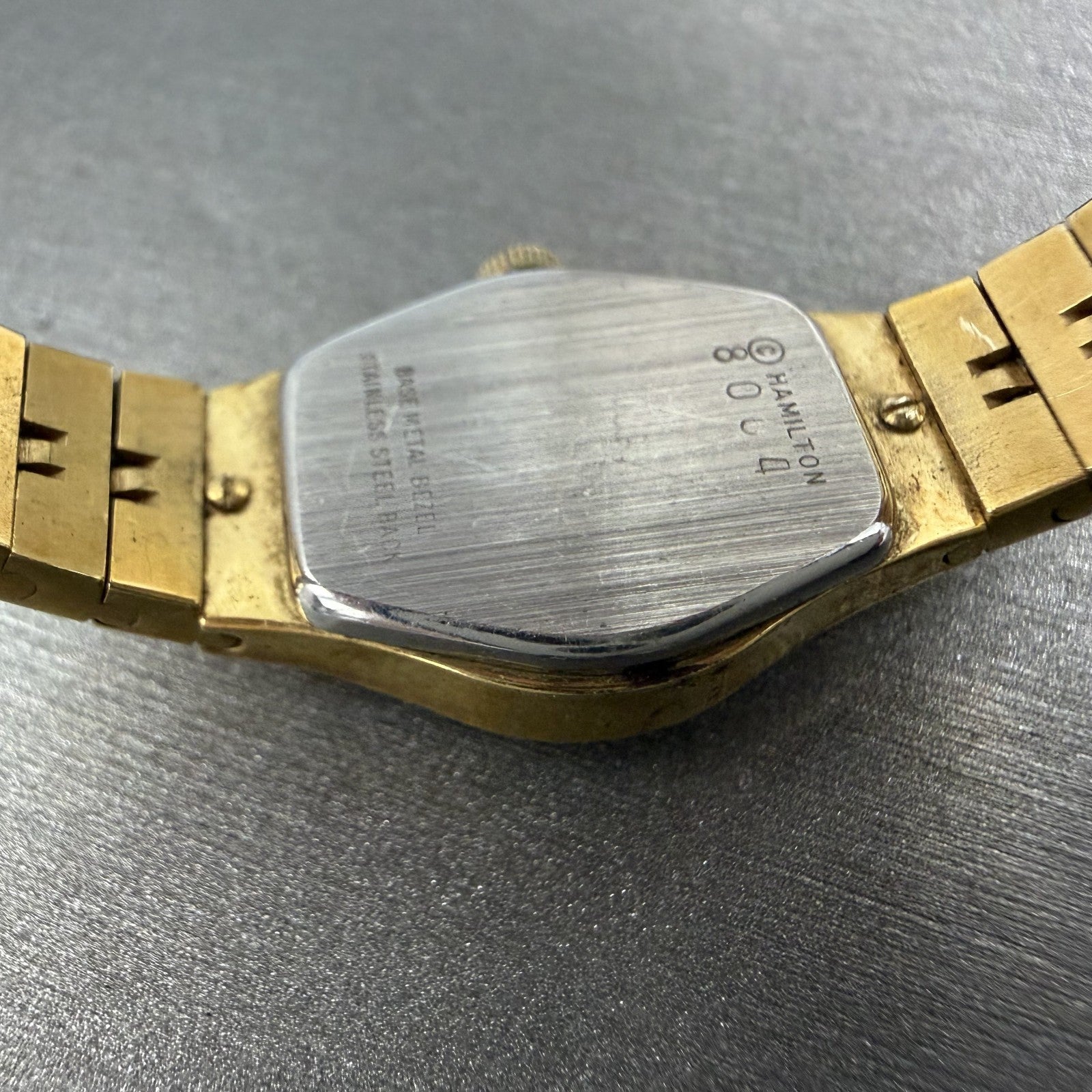 Hamilton Watch Women 16mm White Dial Gold Tone Oval New Battery Vintage9