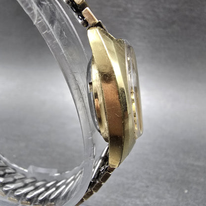 Seiko Automatic Watch Women 25mm Gold Dial Gold Tone Date 2517-0369 Runs3