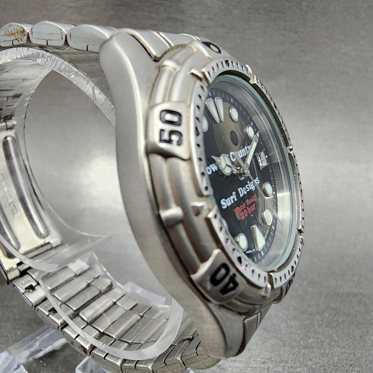 Orient Town & Country Surf Design Dive Watch Men 36mm Black Dial Silver New Batt3