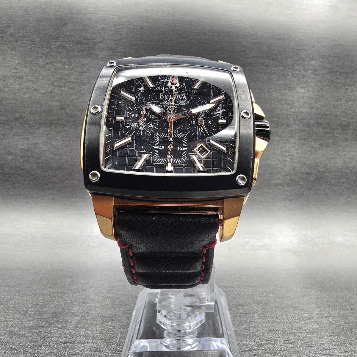 Bulova Marine Star Chronograph Watch Men 43mm Black Dial Two Tone 98B103 New Bat5