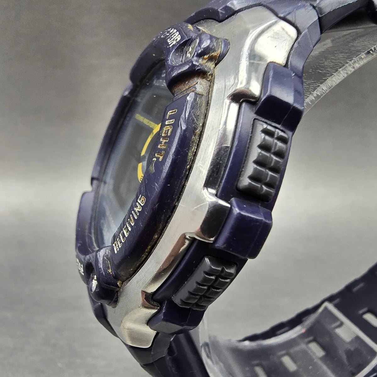 Casio Waveceptor Watch Men 48mm Digital Blue Silver Alarm Chrono WV-M200 NewBat2