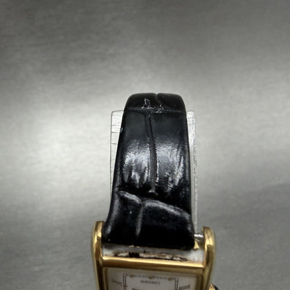 Seiko tank Watch Women 18mm White Dial Gold Tone Rectangle 1N01-0LK0 New Battery4