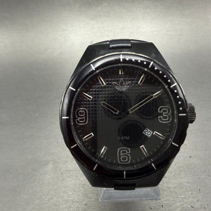 Adidas Cambridge Watch Men 44mm Black Dial Black Tone Date Round New Battery0
