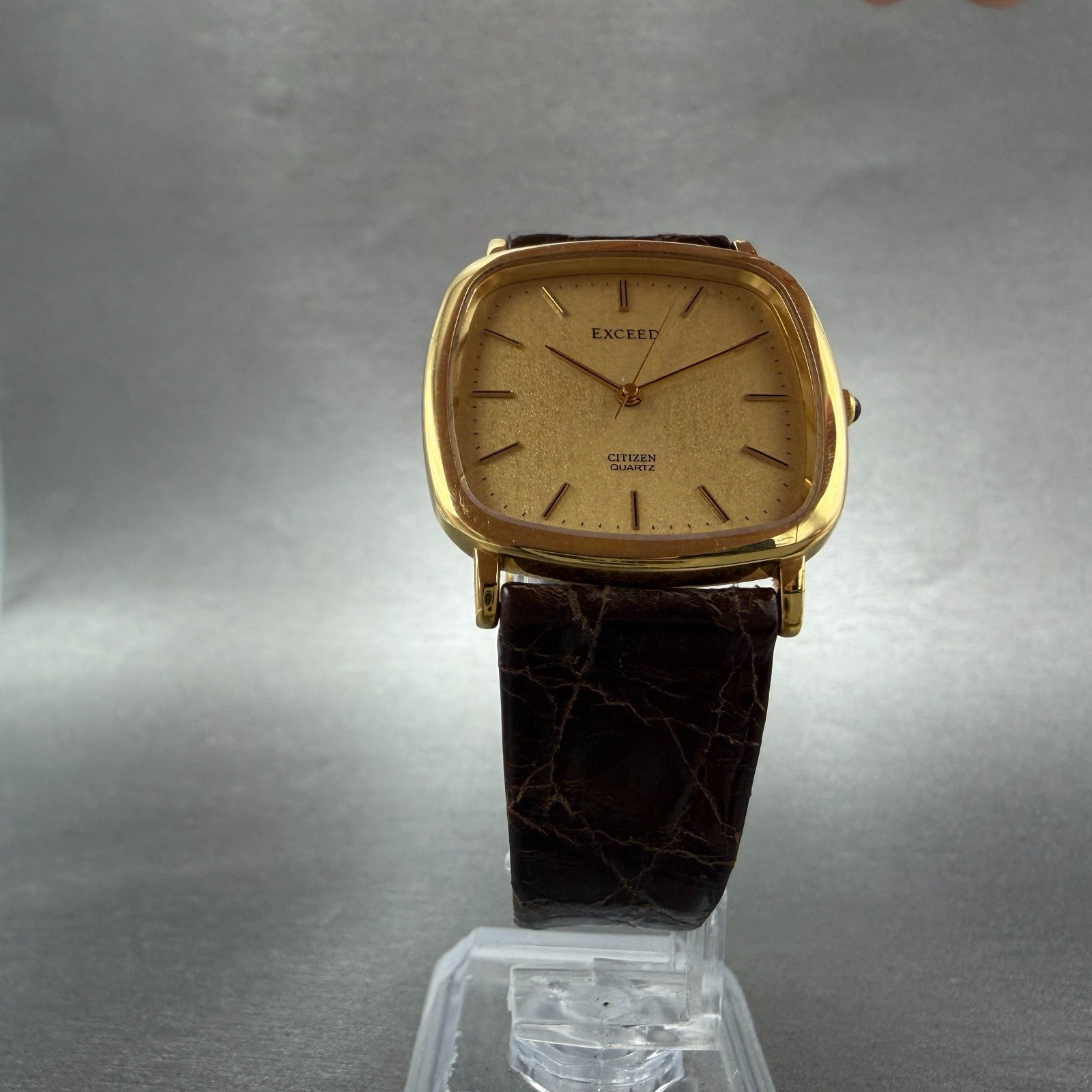 Citizen Exceed Watch Men 30mm Gold Dial Gold Tone Rectangle 5639-F61753 New Batt5