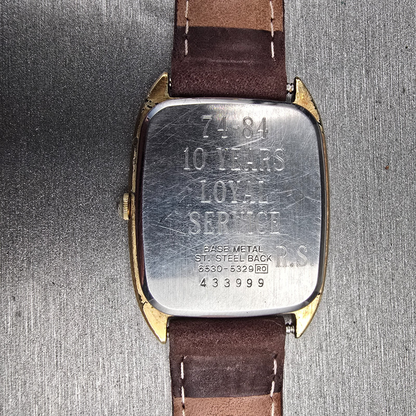 Seiko Watch Men 28mm Gold Dial Gold Tone Rectangle 6530-5329 New Battery Vintage10