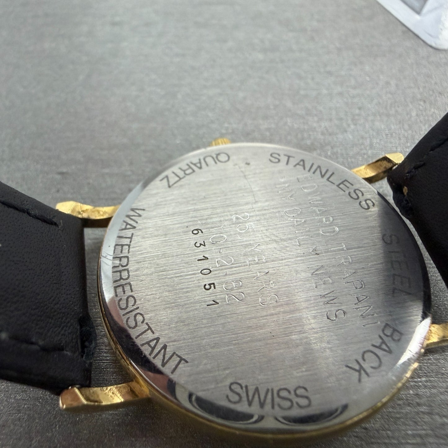 Tourneau Watch men 31mm Gold Dial Gold Tone Date Round 631051 New Battery9