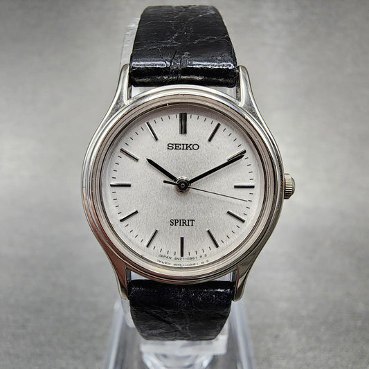 Seiko Spirt Watch Women 24mm White Dial Silver Tone Round 4n210450 New Battery0