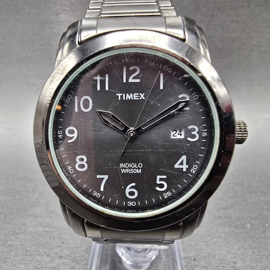Timex Highland Watch Men 39mm Black Dial Black Tone Date T2P135 New Battery0