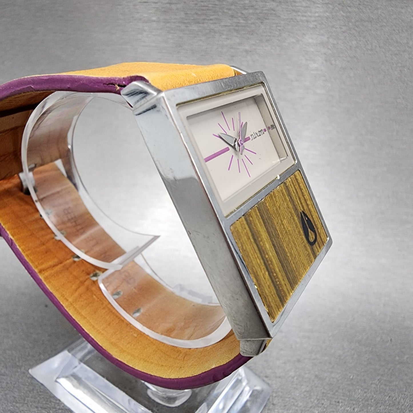 Nixon Chalet Tank Watch Women 30mm Brown Dial Steel Rectangle New Battery3