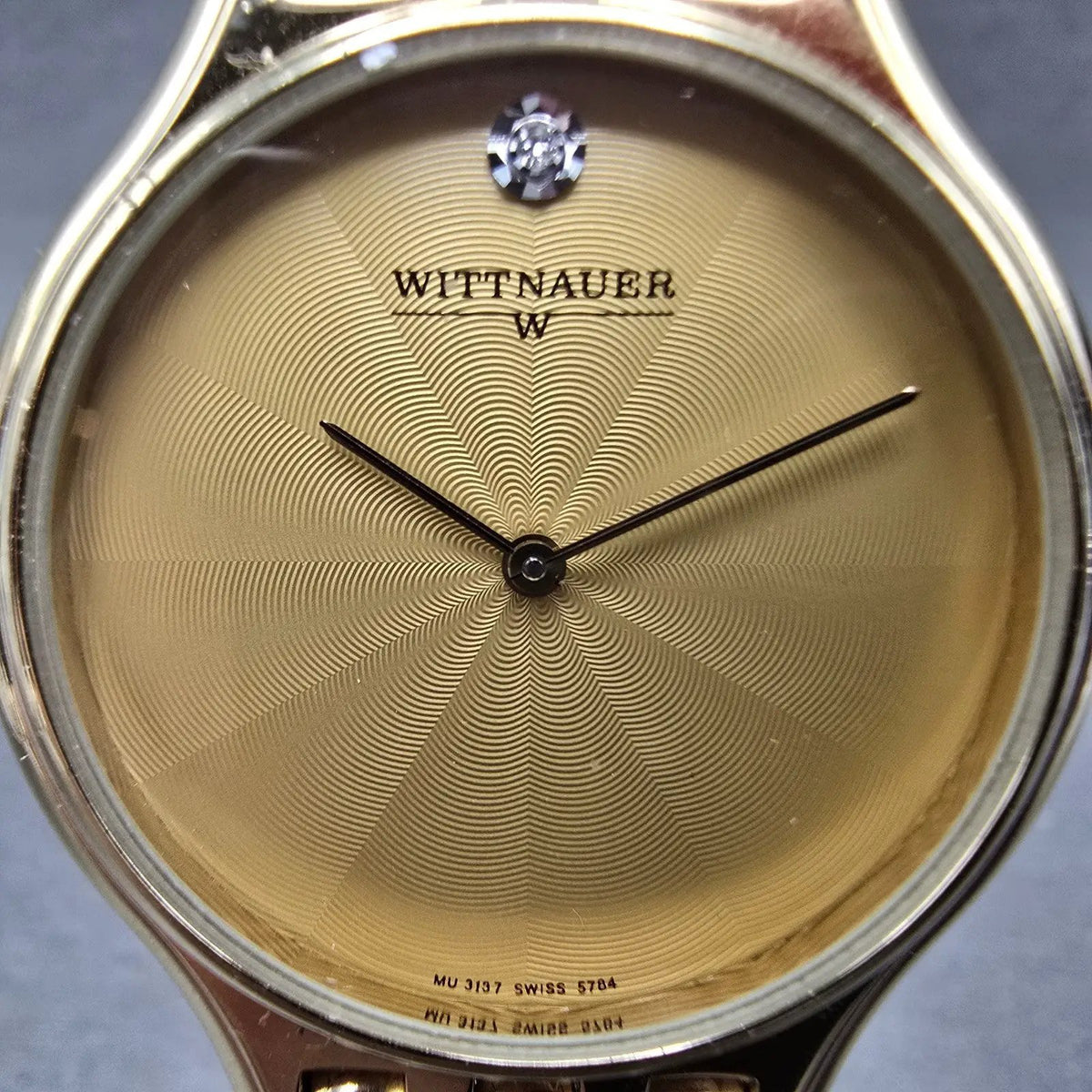 Wittnauer Watch Men 32mm Champagne Dial Gold Tone Round 5784 New Battery1